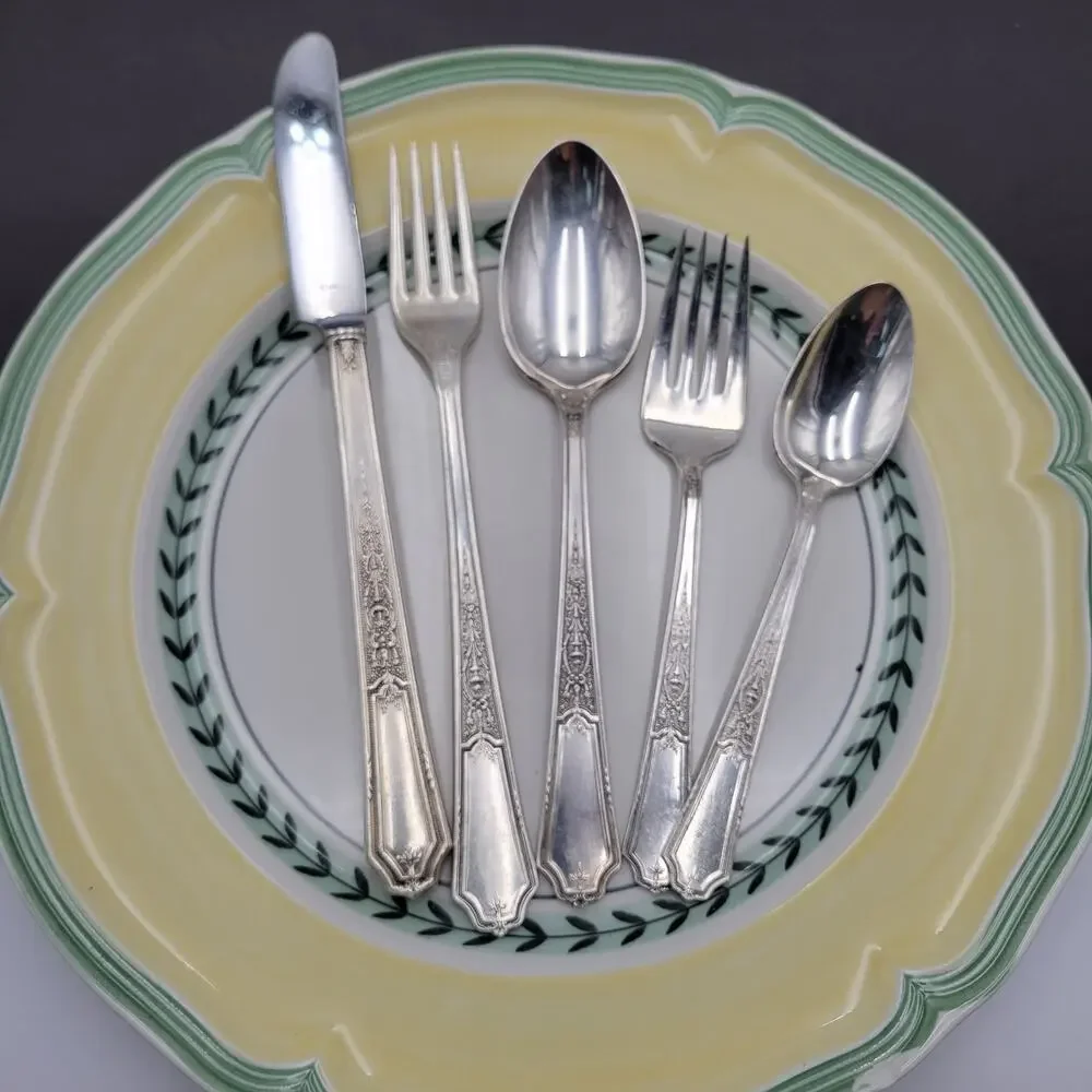 1847 Rogers Bros Ancestral Service for 8 Al Silverplate Flatware Set 43 Pcs